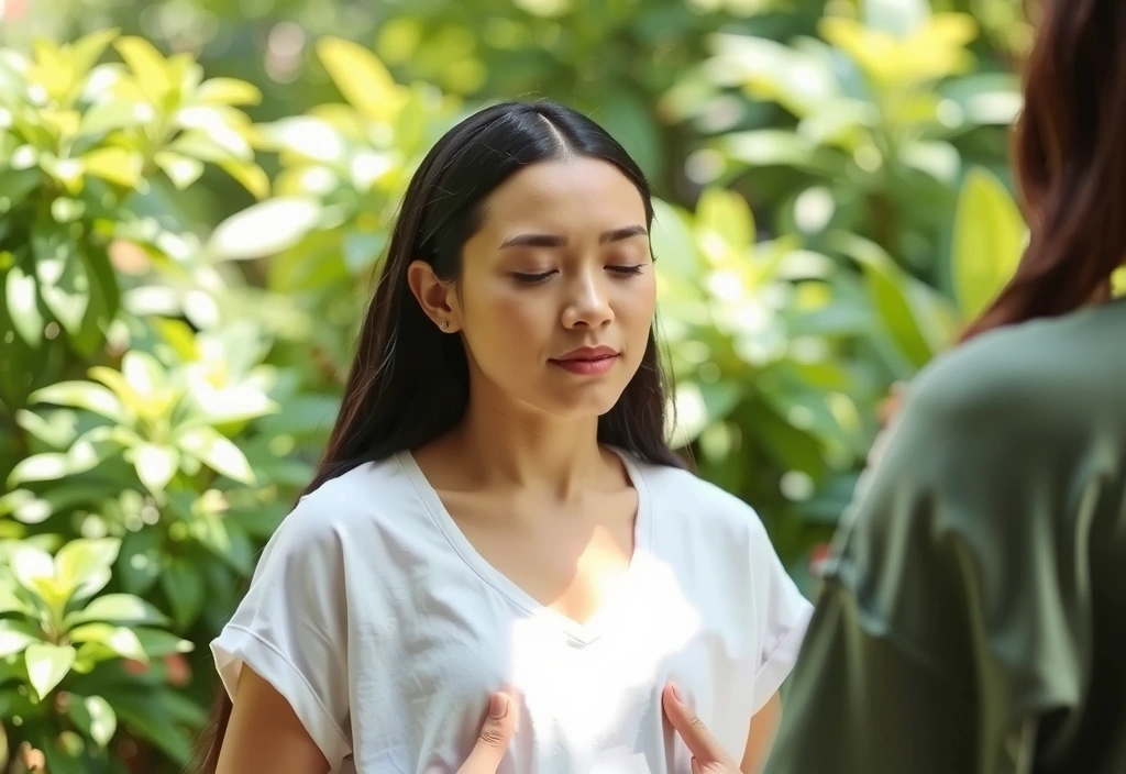 Woman meditating in nature for mental wellness