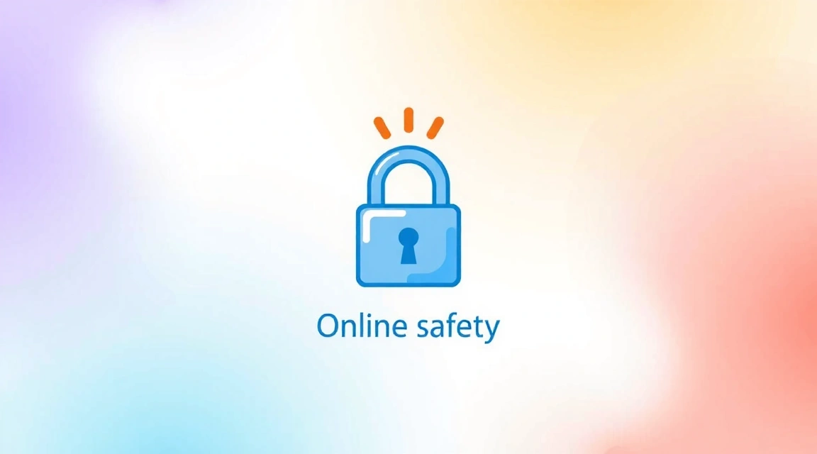 Child-friendly digital lock icon representing online safety for minors